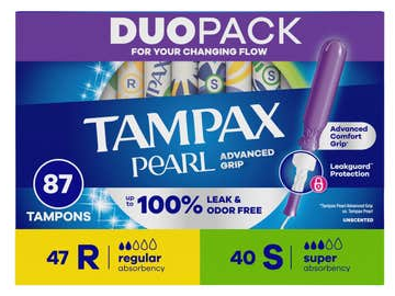 Tampax Pearl Advanced Duopack, 87-count