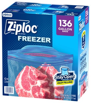 Ziploc Seal Top Freezer Bag, Gallon, 136-count