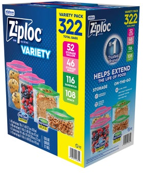 Ziploc Seal Top Bag, Variety Pack, 322-count