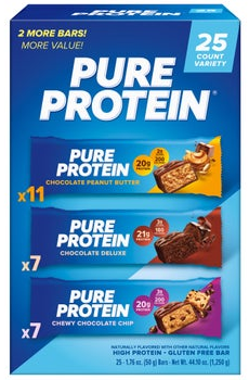 Pure Protein Bars, Variety Pack, 1.76 oz, 25-count