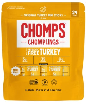 Chomps Chomplings Original Turkey Mini Sticks, 0.5 oz, 24-count