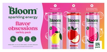 Bloom Sparkling Energy Drink, Flavor Obsessions Variety Pack, 12 fl oz, 18-count