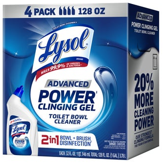 Lysol Advanced Toilet Bowl Cleaner, 32 fl oz, 4-count
