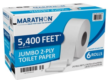 Marathon Jumbo Roll Bath Tissue, 2-Ply, 900 ft Rolls, 6 Rolls