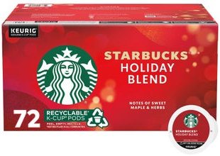Starbucks K-Cup Coffee Pods 72ct, Limited Edition Holiday Blend Medium Roast Coffee, 100% Arabica