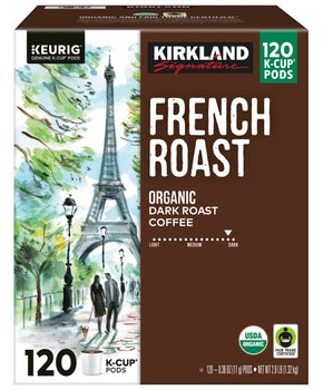 Kirkland Signature Coffee Organic French Roast K-Cup Pod, 120-count
