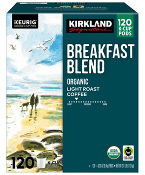 Kirkland Signature Coffee Organic Breakfast Blend K-Cup Pod, 120-count