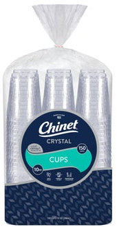 Chinet Crystal 10 oz Plastic Cup, Clear, 150-count