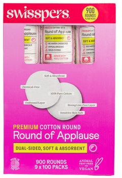 Swisspers Premium Hypoallergenic Cotton Rounds, 900-count