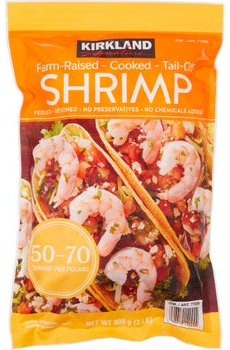 Kirkland Signature Farm-Raised Cooked Shrimp, Tail-Off, 50-70-count per Pound, 2 lbs
