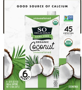 SO Delicious, Organic Coconut Milk, 32 oz, 6-Count
