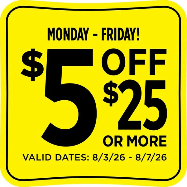 $5 off $25