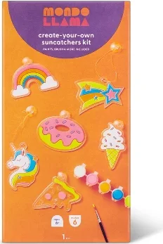 Create-Your-Own Suncatchers Kit - Mondo Llama™: DIY Painting Craft Kit for Kids, Includes 2 Brushes, 20 Pieces, Ages 6+
