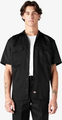 Dickies Short Sleeve Work Shirt, Black (BK), ,XL
