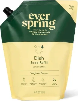 Dish Soap Refill - Lemon & Mint - 36 fl oz - Everspring™: Cleaners and Disinfectants, Liquid Form, Removes Grease
