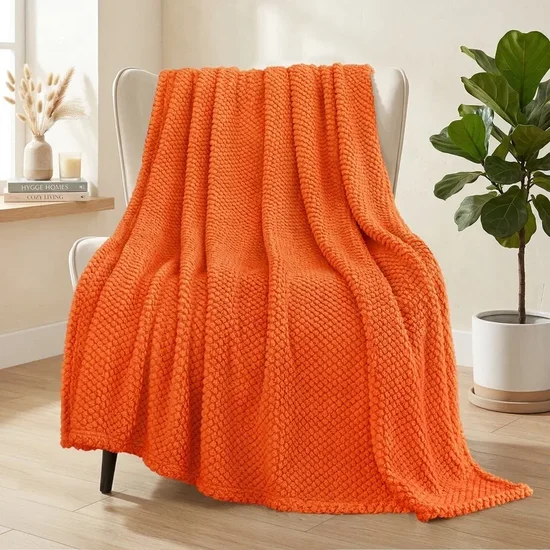 Fuzzy Fleece 50″ x 70″ Throw Blanket (Burnt Orange)