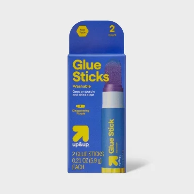 Glue Stick 2ct Disappearing Purple - up&up™: Non-Toxic, Art & Stationery, Choking Hazard Warning
