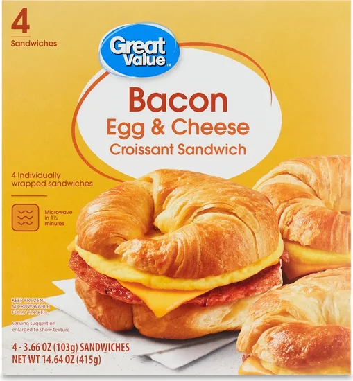 Great Value Bacon, Egg and Cheese Croissant Sandwiches