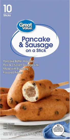 Great Value Blueberry Pancakes & Sausage on a Stick, 25 oz, 10 Count