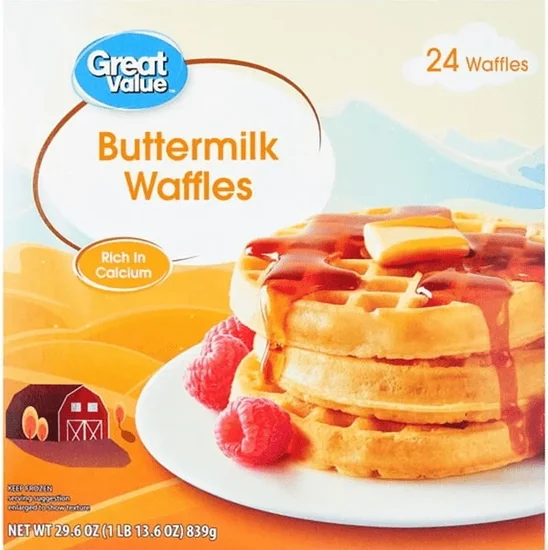Great Value Buttermilk Waffles, 29.6 oz, 24 Count (Frozen)