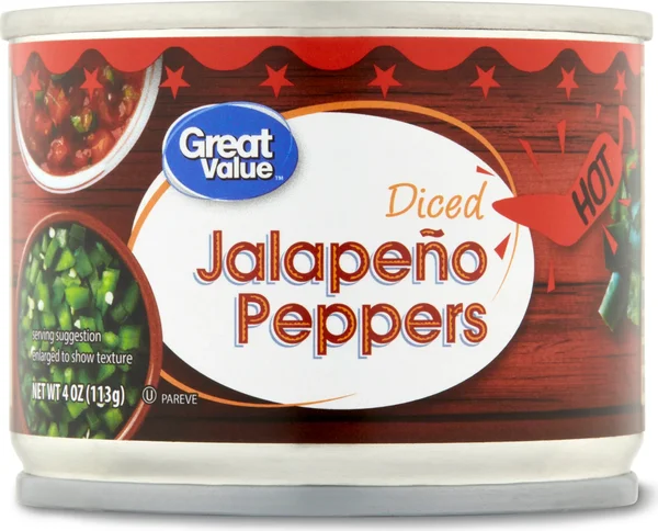 Great Value Canned Hot Diced Jalapeno Peppers, 4 oz