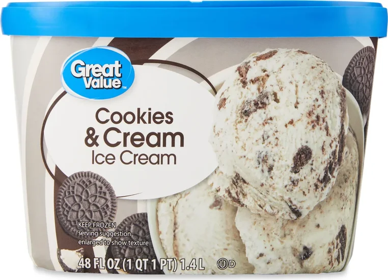 Great Value Cookies & Cream Ice Cream, 48 fl oz