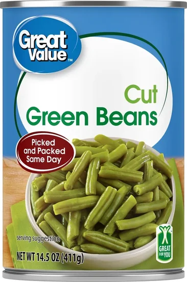 Great Value Cut Green Beans, 14.5 oz Can
