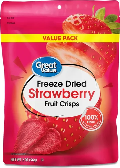 Great Value Freeze Dried Strawberry Fruit Crisps, 2 oz