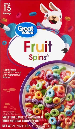 Great Value Fruit Spin Loops, Breakfast Cereal, 21.7 oz