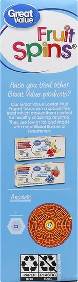 Great Value Fruit Spins Cereal (Froot Loops-style), ~12 oz