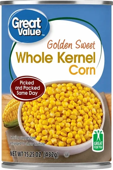 Great Value Golden Sweet Whole Kernel Corn, 15.25 oz