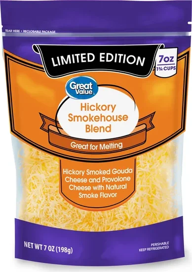 Great Value Limited Edition Hickory Smokehouse Blend Shredded Cheese, 7 oz