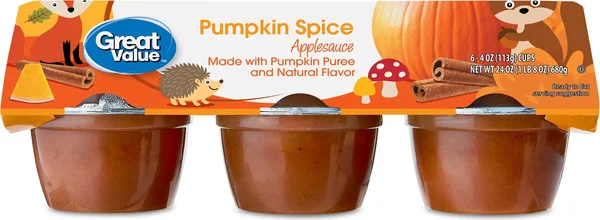 Great Value Pumpkin Spice Applesauce, 4 oz, 6 Count