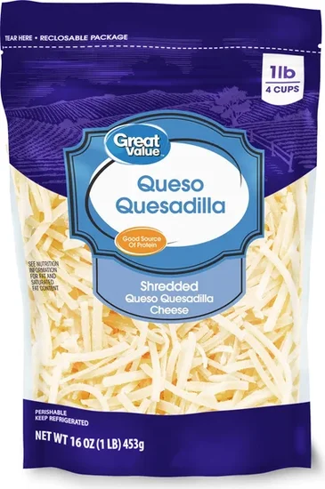 Great Value Queso Quesadilla Shredded Cheese, 16 oz Bag