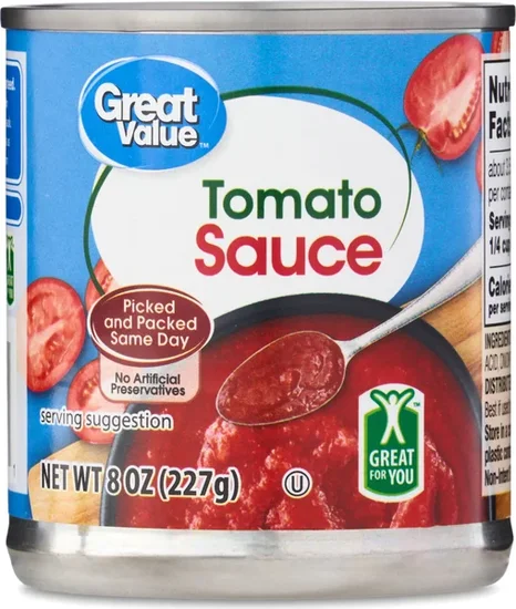 Great Value Tomato Sauce, 8 oz Can