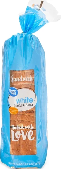 Great Value White Sandwich Bread, 20 oz