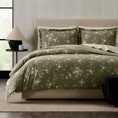 Jeremiah Brent Home 3pc King Floral 'Palacio' Cotton Duvet Set Green