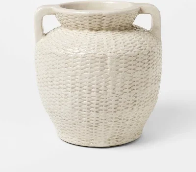 Large Woven Texture Ceramic Vase Cream - Threshold™ designed with Studio McGee