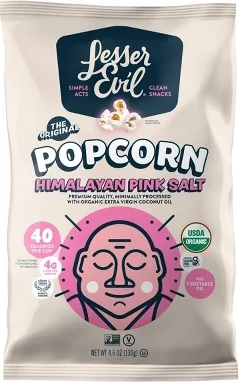 LesserEvil Organic Popcorn Himalayan Sea Salt - 4.6-oz