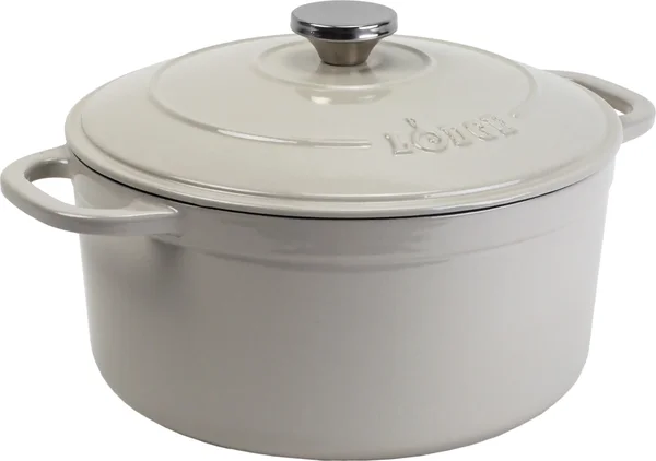 Lodge Cast Iron 5.5qt Oyster White Enameled Dutch Oven