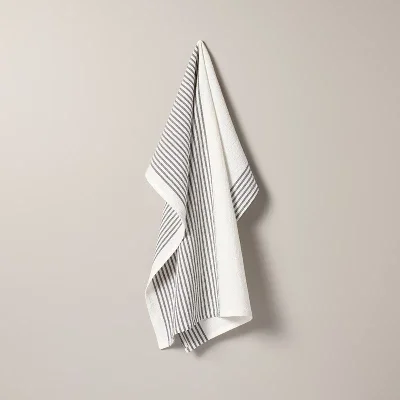 Mini Stripe Flour Sack Kitchen Towel Dark Gray/Cream - Hearth & Hand™ with Magnolia: Machine Washable, Cotton Weave