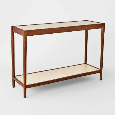 Natural Linen Console Table with Shelf Mahogany Brown - Threshold™ designed with Studio McGee