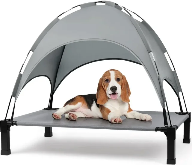 Niubya Cooling Elevated Dog Bed Portable Raised Pet Cot with Removable Canopy