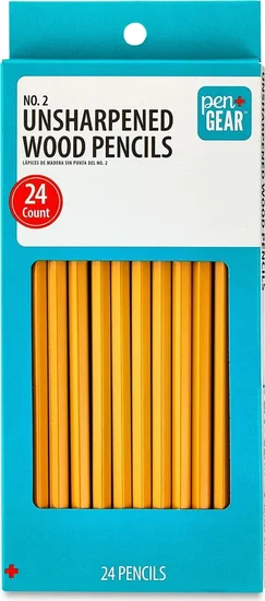 Pen+Gear #2 HB Unsharpened Wood Pencils, Yellow, 24 Count