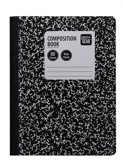 Pen+Gear Composition Book, Wide Ruled, 7.5"x 9.75", Marble Design, Paper Cover, 80 Sheets