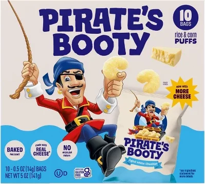 Pirate's Booty Aged White Cheddar Cheese Puffs Snack Multipack - 5oz/10pk