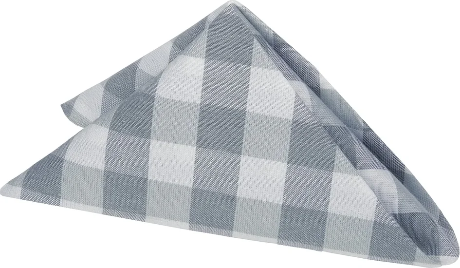 PowerSellerUSA Buffalo Kitchen Accessories, 4-Pack Kitchen & Dining Table Plaid Napkin Set, Soft & Durable Checked Washable Fabric , 4-Pack 17" W x 17" L, Gray