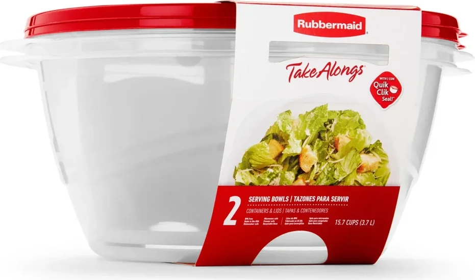 Rubbermaid TakeAlongs Serving Bowl Food Storage Containers, 15.7 Cup, 2 Count