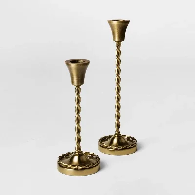 Set of 2 Braided Metal Taper Candle Holder - Threshold™ designed with Studio McGee