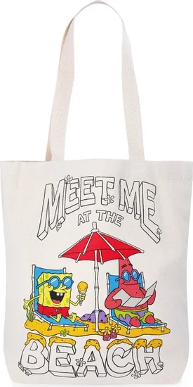 SpongeBob SquarePants Women's 13.5" Tote Bag, Natural Canvas